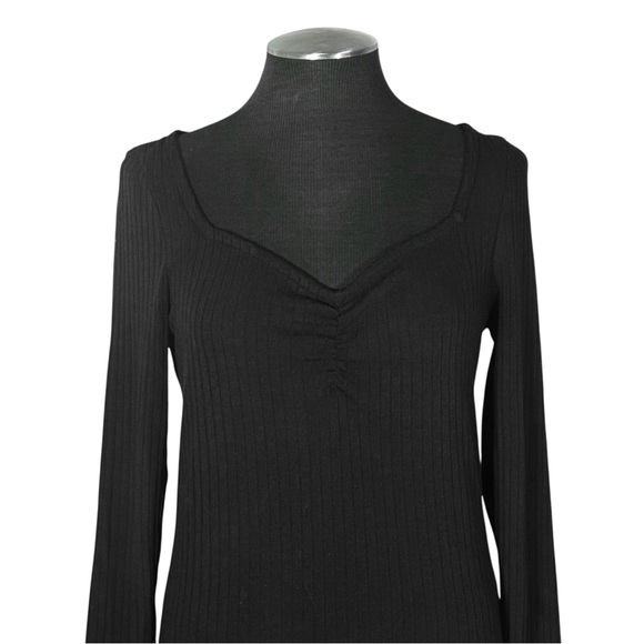🆕 Madewell – Black Ribbed Sweetheart Neck Cotton Blend Top – Small - Picture 3 of 12